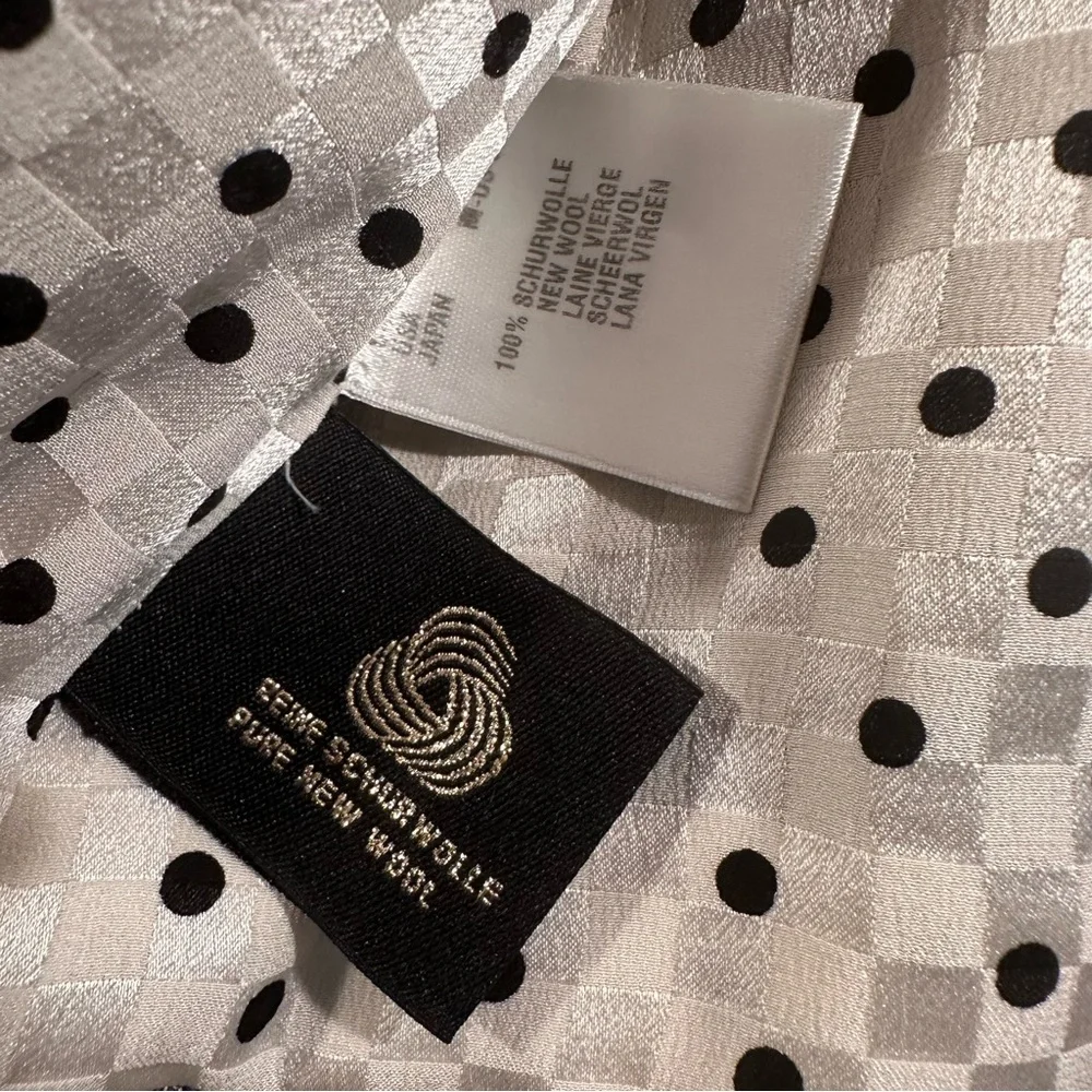 Escada Pure New Wool Gray Black Polka Dot OneButton Blazer Jacket Silk Lining 38